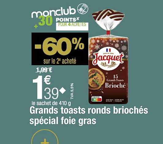 grands toasts ronds briochés spécial foie gras jacquet
