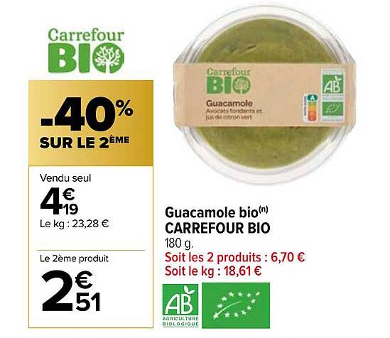 Guacamole Bio Carrefour Bio
