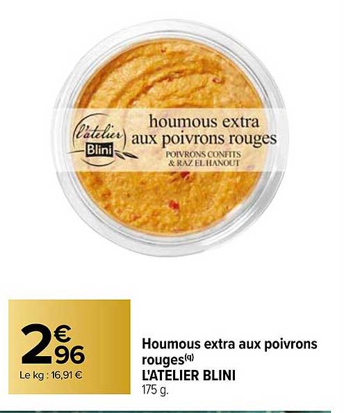 houmous extra aux poivrons rouges l'atelier blini