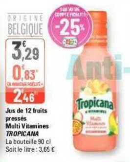 jus de 12 fruits pressés multi vitamines tropicana