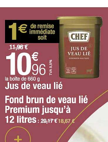 jus de veau lié, fond brun de veau lié premium jusqu'à 12 litres