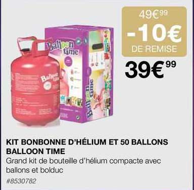 kit bonbonne d'hélium et 50 ballons balloon time