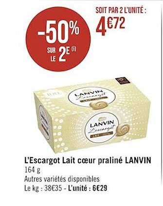 l'escargot lait cœur praliné lanvin