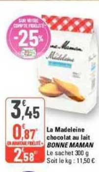 la madeleine chocolat au lait bonne maman
