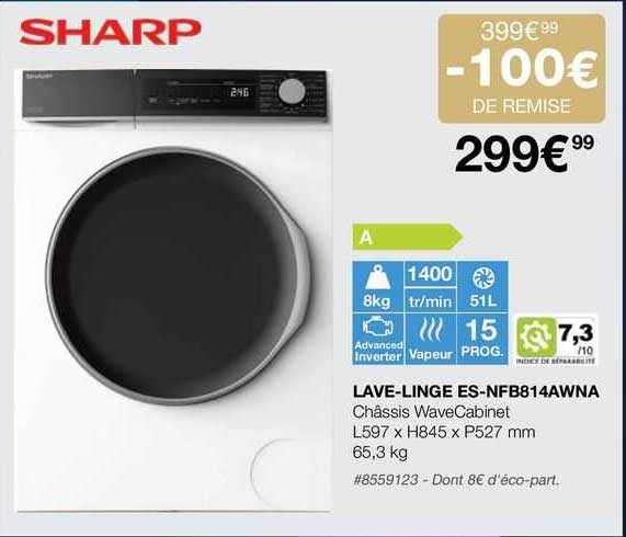 lave-linge sharp es-nfb814awna