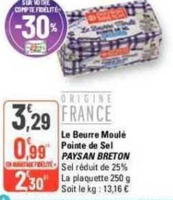 le beurre moulé pointe de sel paysan breton