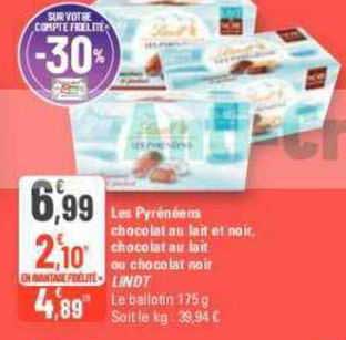 les pyrénéens chocolat au lait et noir, chocolat au lait ou chocolat noir lindt