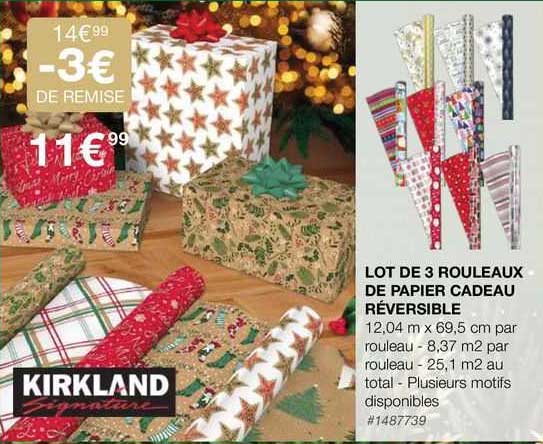 lot de 3 rouleaux de papier cadeau révesible