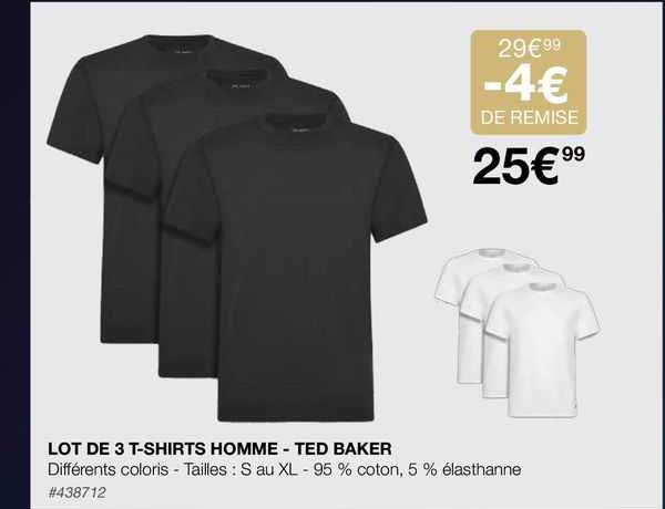 lot de 3 t-shirts homme - ted baker