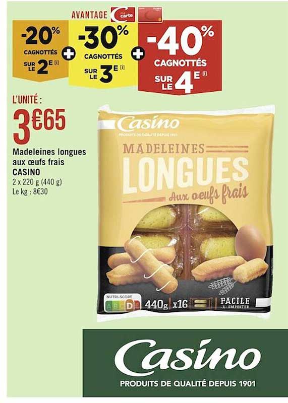 Madeleines Longues Aux œufs Frais Casino