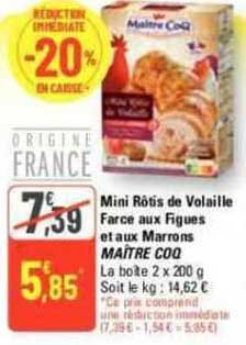 mini rôtis de volaille farce aux figues et aux marrons maître coq