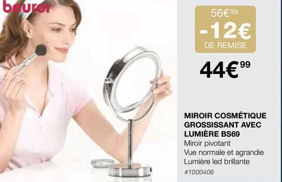 miroir cosmétique grossissant avec lumière bs69