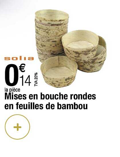 mises en bouche rondes en feuilles de bambou