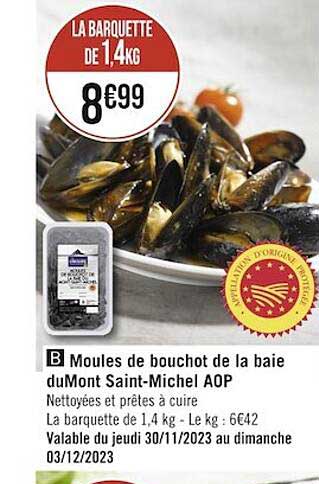 moules de bouchot de la baie du mont saint-michel aop