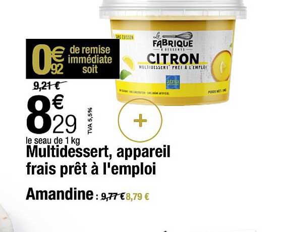 multidessert, appareil frais prêt à l'emploi, amandine