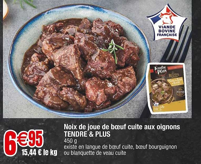 Noix De Joue De Bœuf Cuite Aux Oignons Tendre & Plus