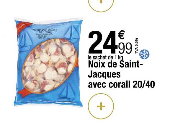 noix de saint-jacques avec corail 20/40