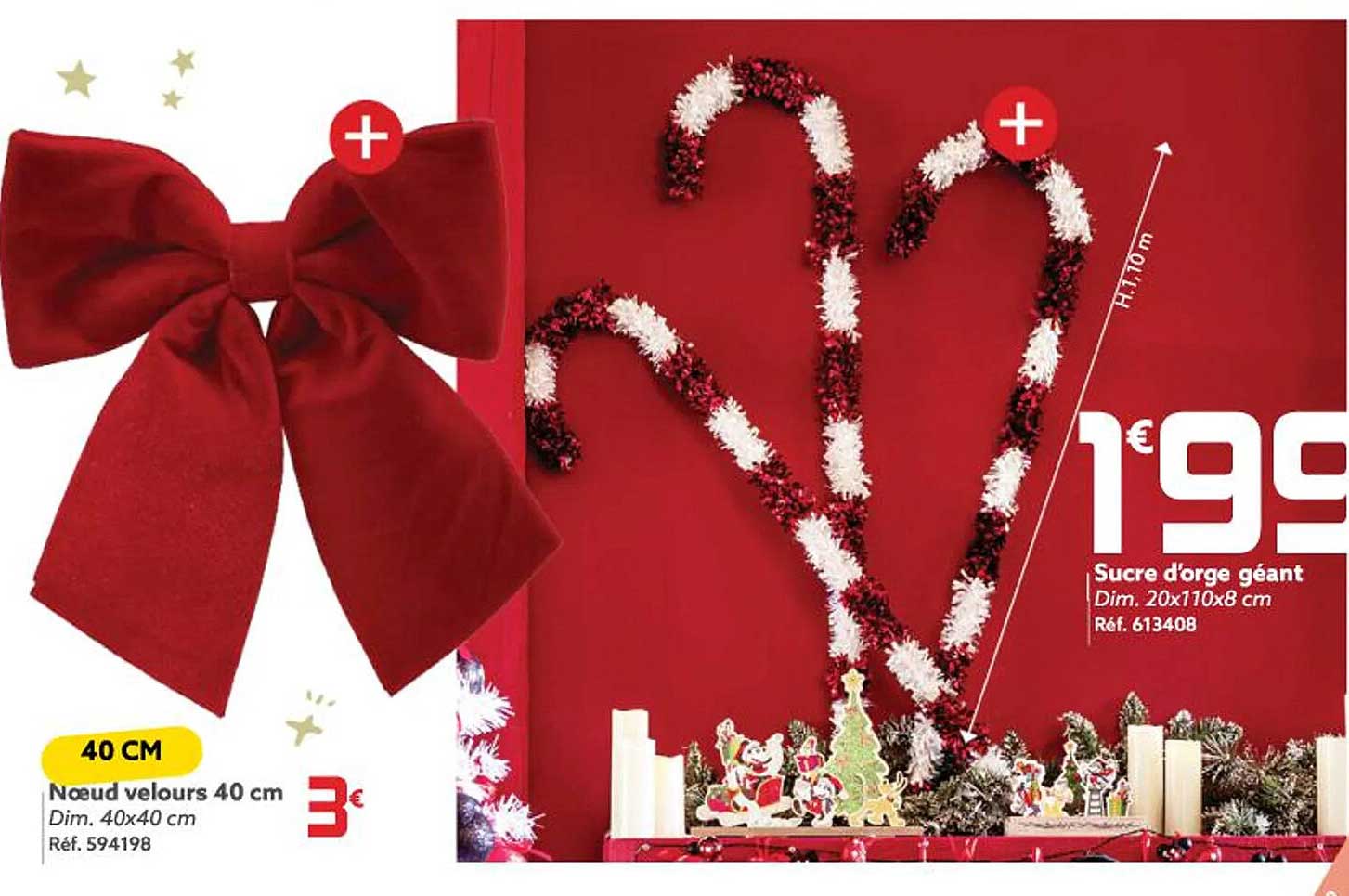 nœud velours 40 cm, sucre d'orge géant