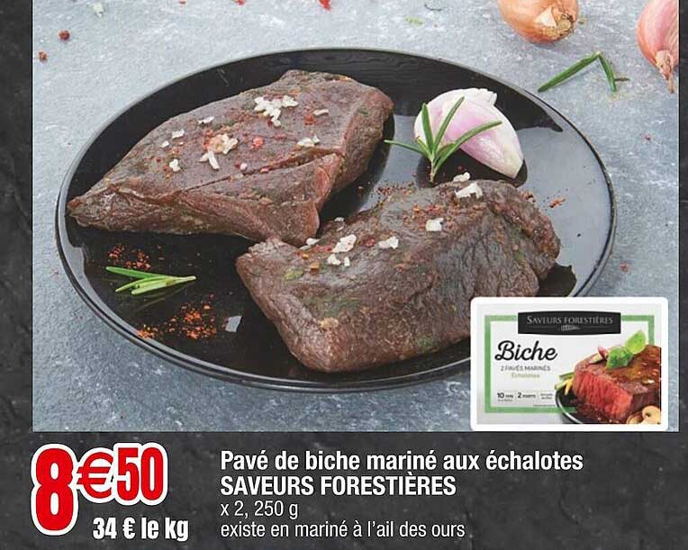 pavé de biche mariné aux échalotes saveurs forestières