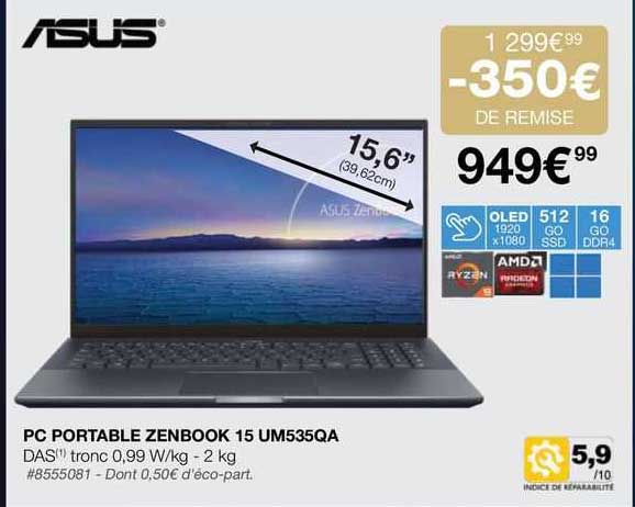 pc portable zenbook 15 um535qa asus