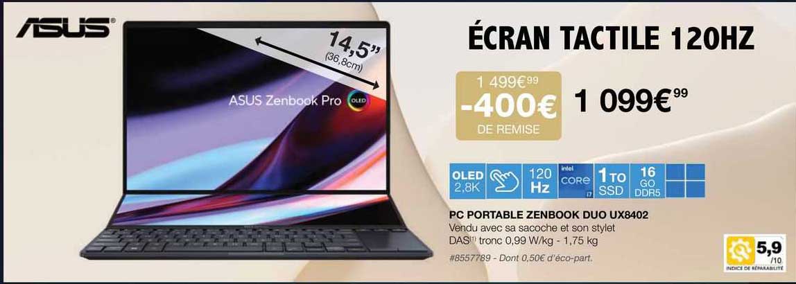 pc portable zenbook duo ux8402 asus