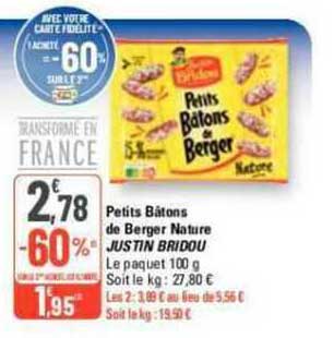 petits bâtons de berger nature justin bridou