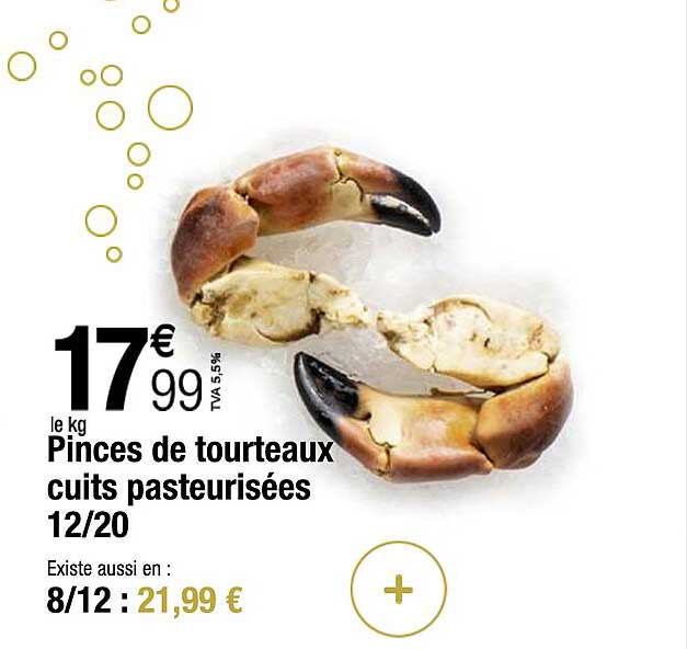 pinces de tourteaux cuits pasteurisées 12/20
