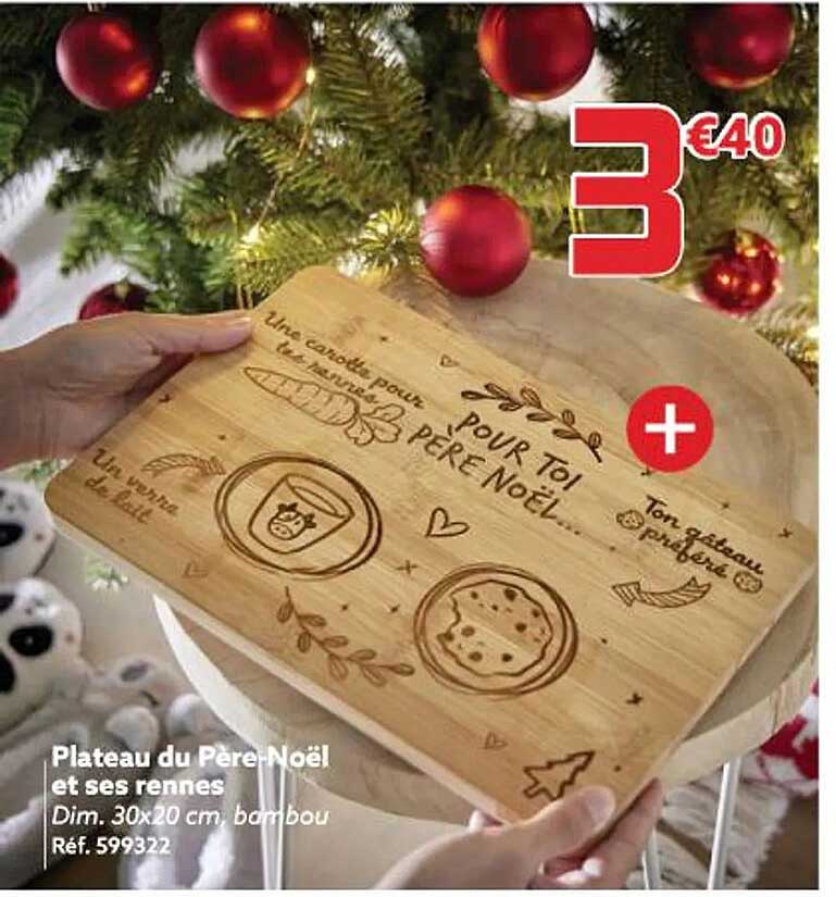 plateau du père noël et ses rennes