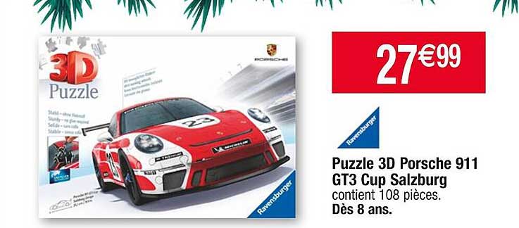 puzzle 3d porsche 911 gt3 cup salzburg ravensburger