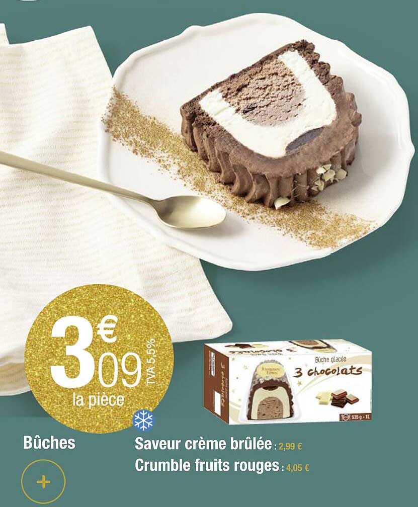 saveur crème brûlée, crumble fruits rouges