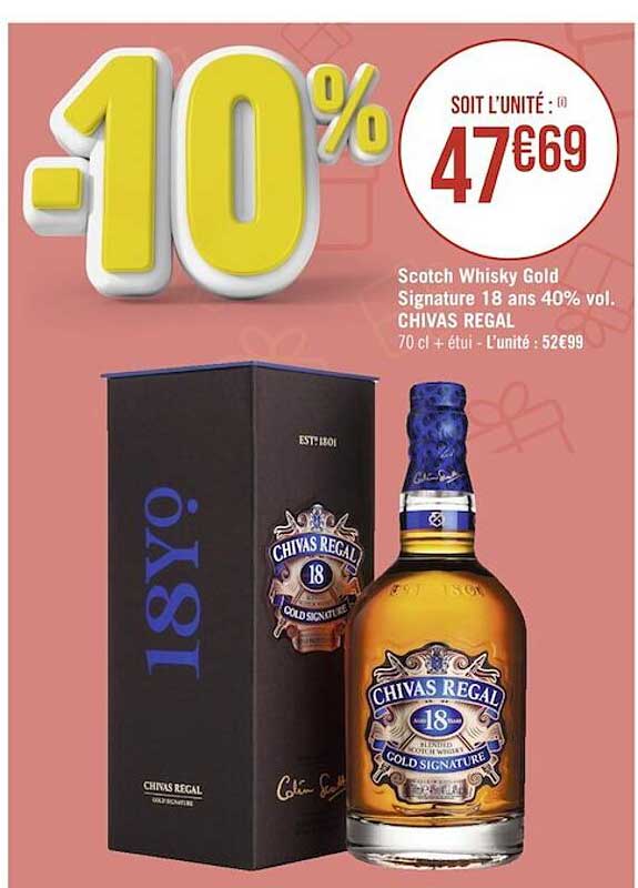 scotch whisky gold signature 18 ans 40% vol. chivas régal