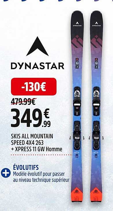 skis all mountain speed 4x4 263 + xpress 11 gw homme dynastar