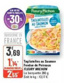 tagliatelles au saumon fondue de poireaux fleury michon