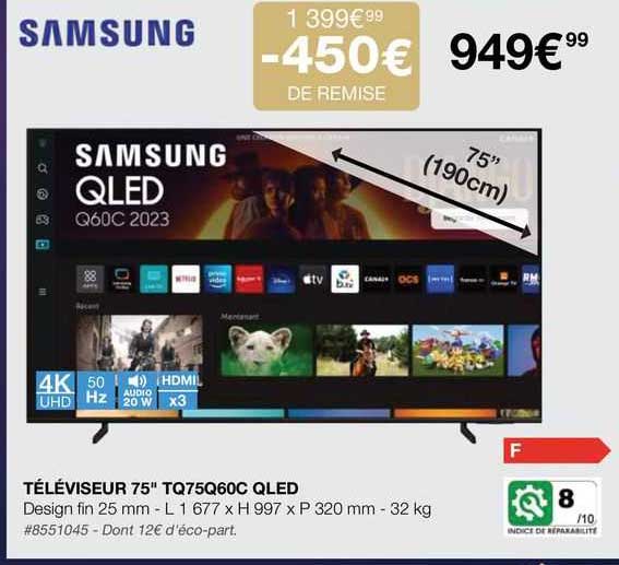 Téléviseur 75" Samsung Tq75q60c Qled