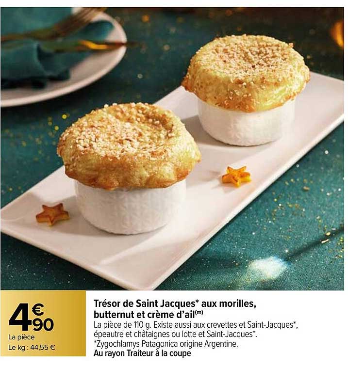 trésor de saint jacques aux morilles, butternut et crème d'ail