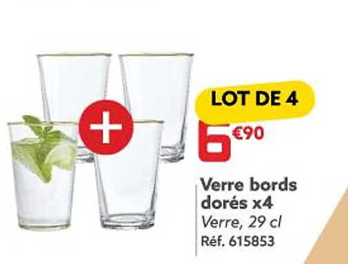 Verre Bords Dorés X 4