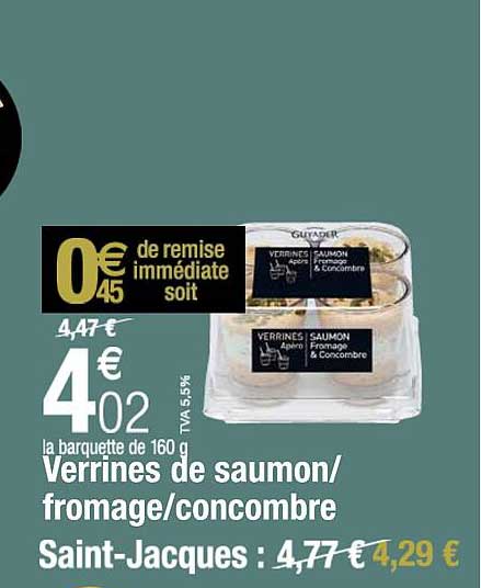 verrines de saumon/ fromage / concombre saint-jacques