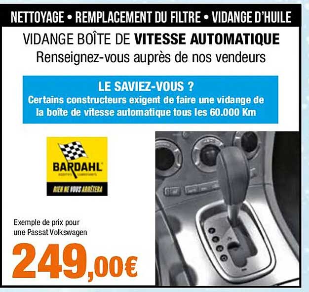 vidange boîte de vitesse automatique