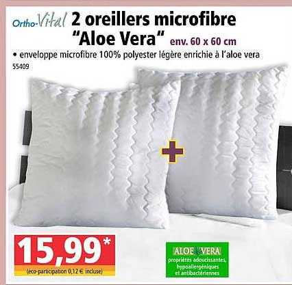 2 Oreillers Microfibre "aloé Vera"