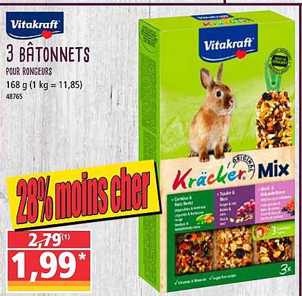 3 bâtonnets pour rongeurs vitakraft