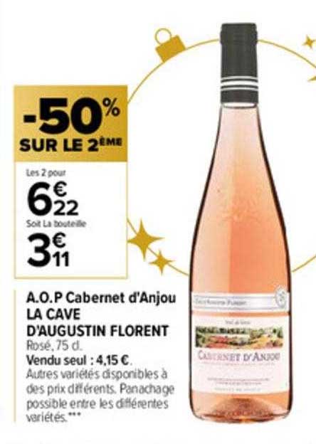 a.o.p. cabernet d'anjou la cave d'augustin florent -50% sur le 2ème