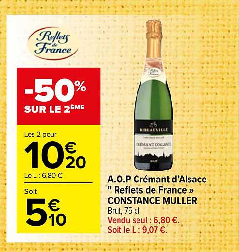 a.o.p. crémant d'alsace "reflets de france" costance muller