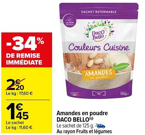 amandes en poudre daco bello