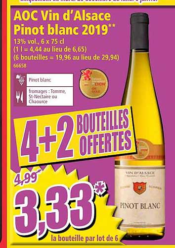 aoc vin d'alsace pinot blanc 2019