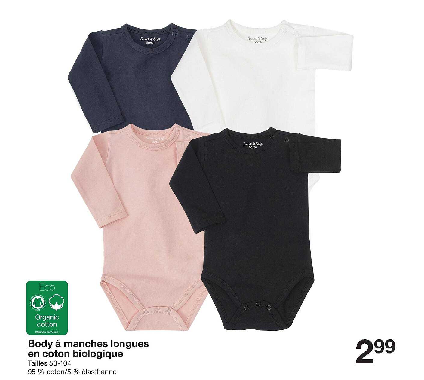 Body à Manches Longues En Coton Biologique