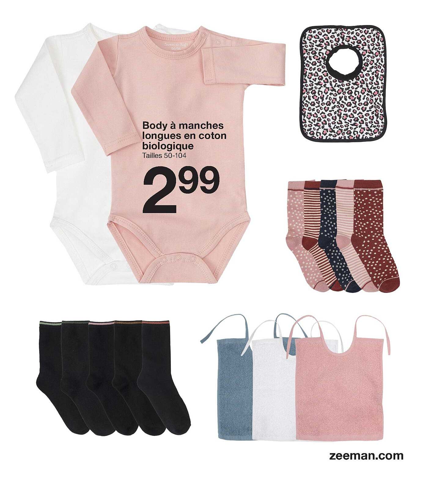 body à manches longues en coton biologique