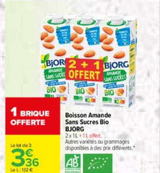 Boisson Amande Sans Sucres Bio Bjorg