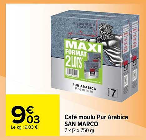 café moulu pur arabica san marco