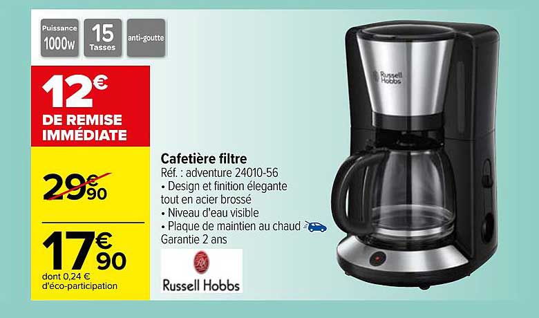 cafetière filtre russell hobbs