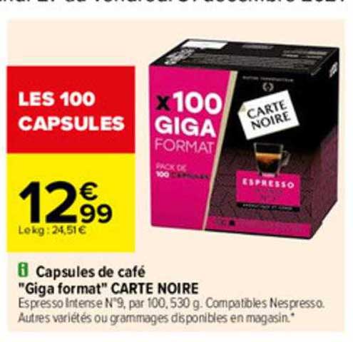 capsules de café "giga format" carte noire